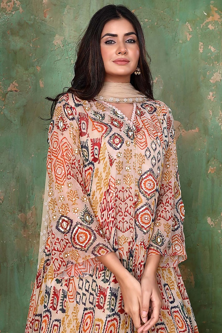 Blush Pink Embroidered Party Wear Sharara Set by PREETI JHAWAR at Pernia's Pop Up Shop