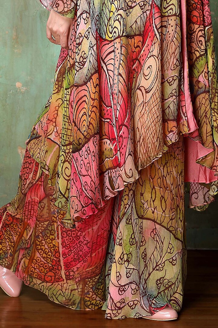 Multi-Colored Printed Party Wear Sharara Set by PREETI JHAWAR at Pernia's Pop Up Shop