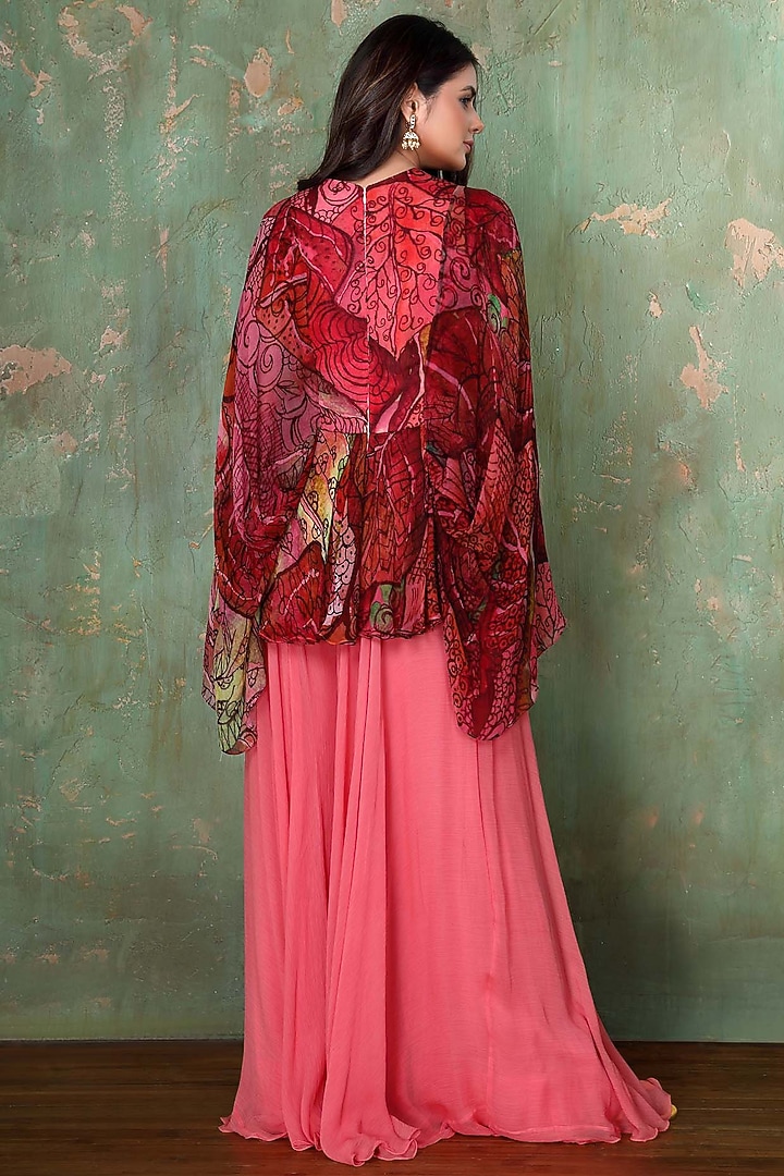 Pink Chiffon Party Wear Sharara Set by PREETI JHAWAR at Pernia's Pop Up Shop