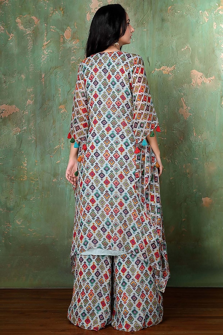 Powder Blue Digital Printed Kaftan Set by PREETI JHAWAR at Pernia's Pop Up Shop