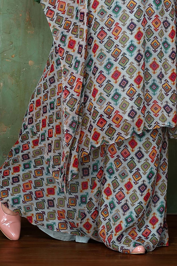 Powder Blue Digital Printed Kaftan Set by PREETI JHAWAR at Pernia's Pop Up Shop