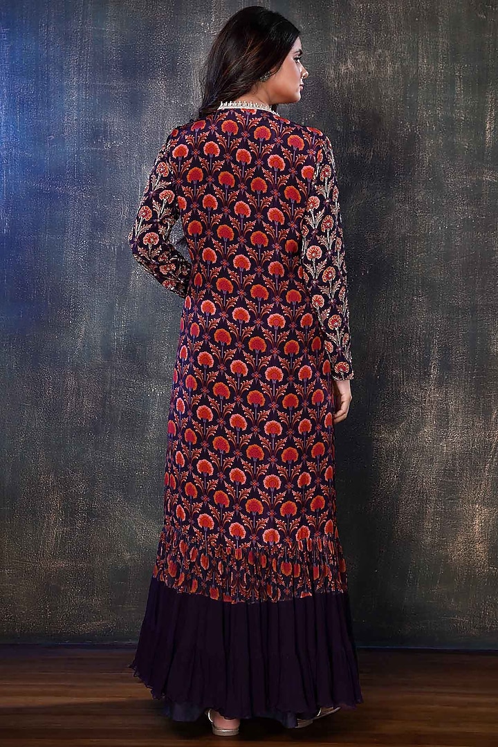 Plum Georgette Engagement Gown by PREETI JHAWAR at Pernia's Pop Up Shop