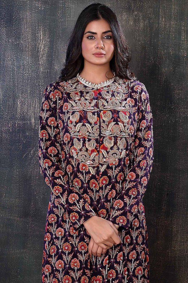 Plum Georgette Engagement Gown by PREETI JHAWAR at Pernia's Pop Up Shop