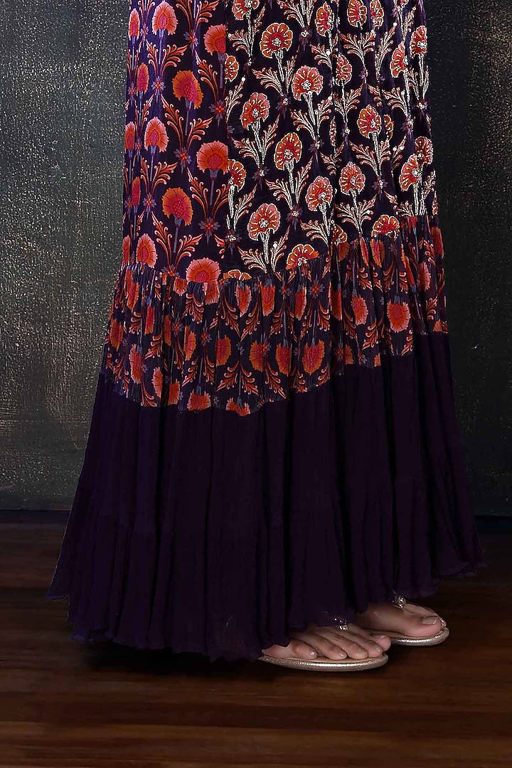 Plum Georgette Engagement Gown by PREETI JHAWAR at Pernia's Pop Up Shop