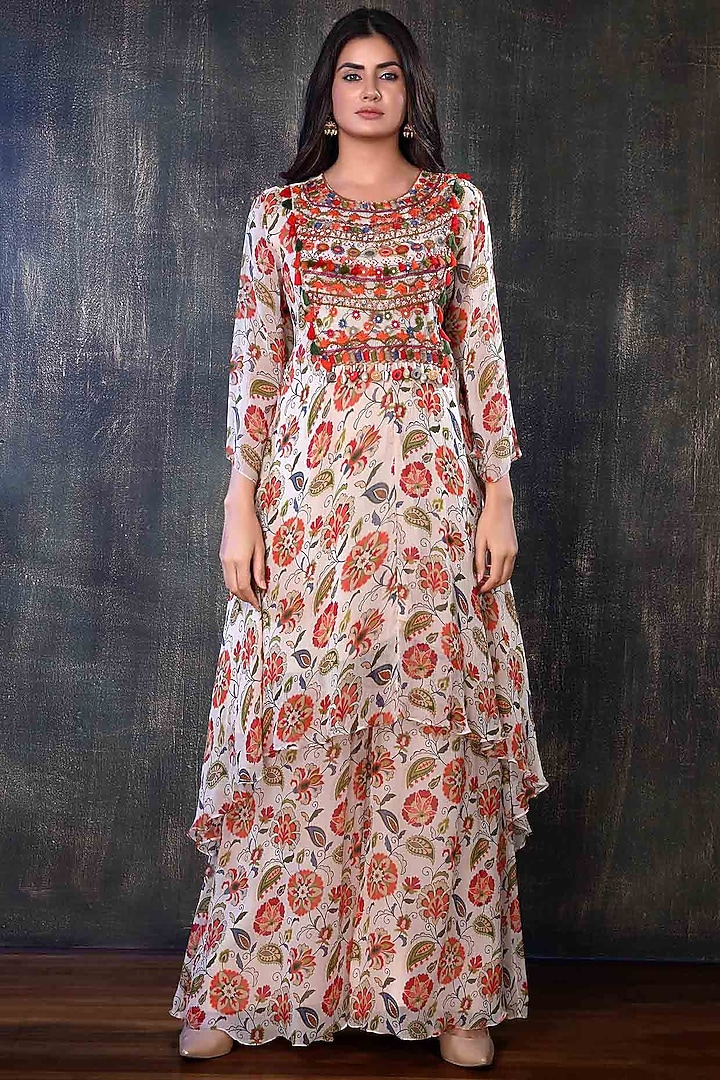 Multi-Colored Floral Printed Kurta Set by PREETI JHAWAR at Pernia's Pop Up Shop