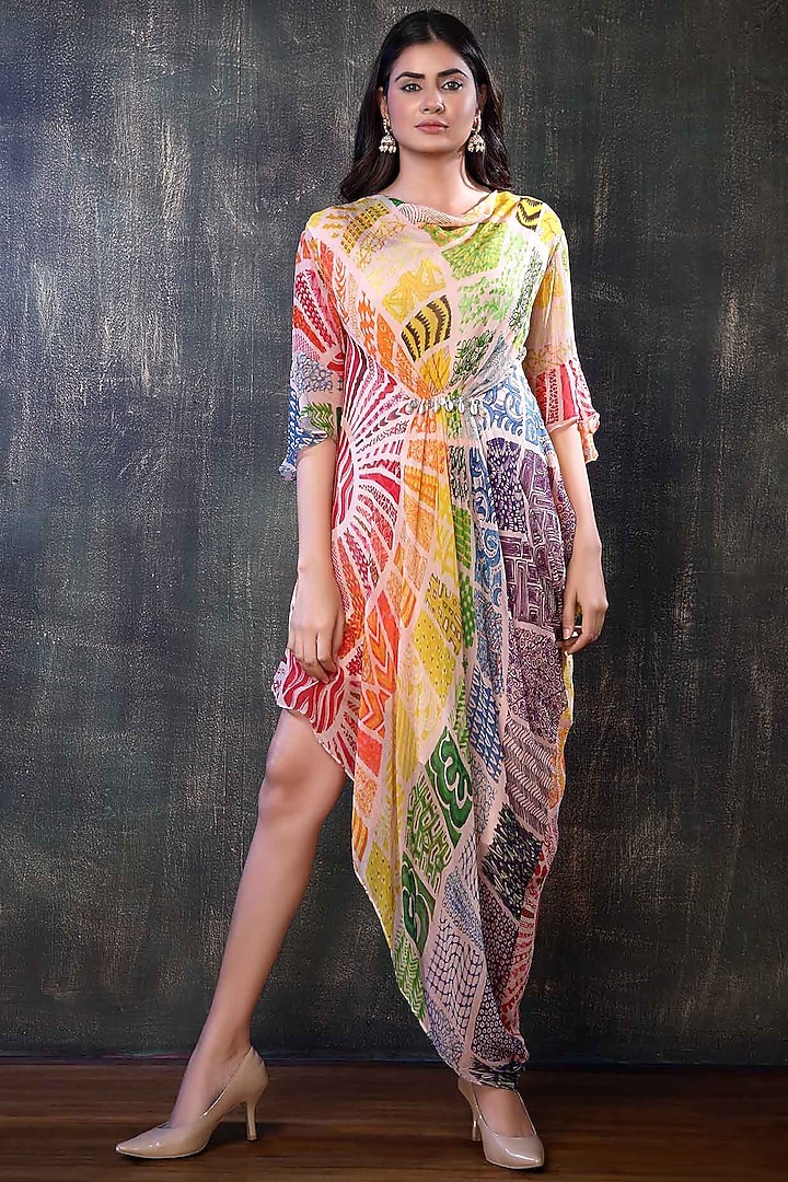 Multi-Colored Printed Vacation Dress by PREETI JHAWAR at Pernia's Pop Up Shop