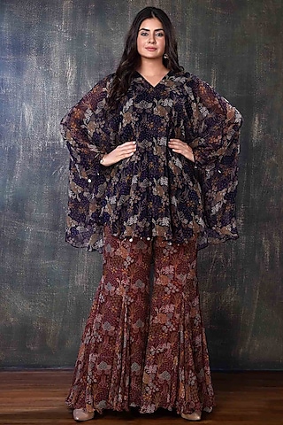 Terracotta Printed Sharara Set by PREETI JHAWAR