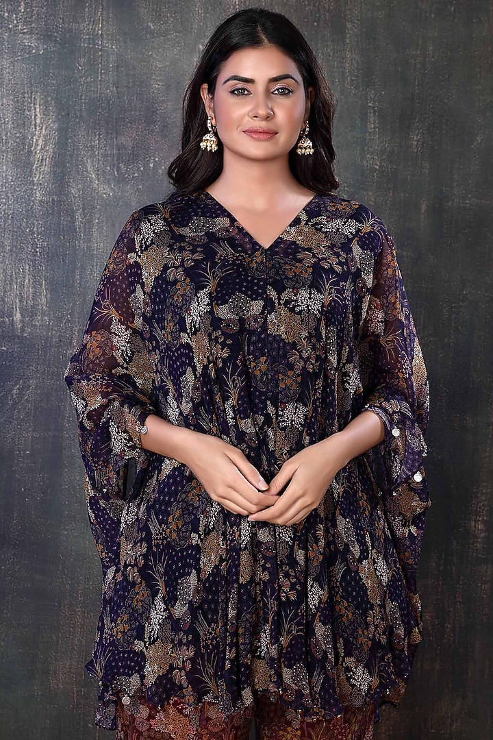 Terracotta Printed Party Wear Sharara Set by PREETI JHAWAR at Pernia's Pop Up Shop