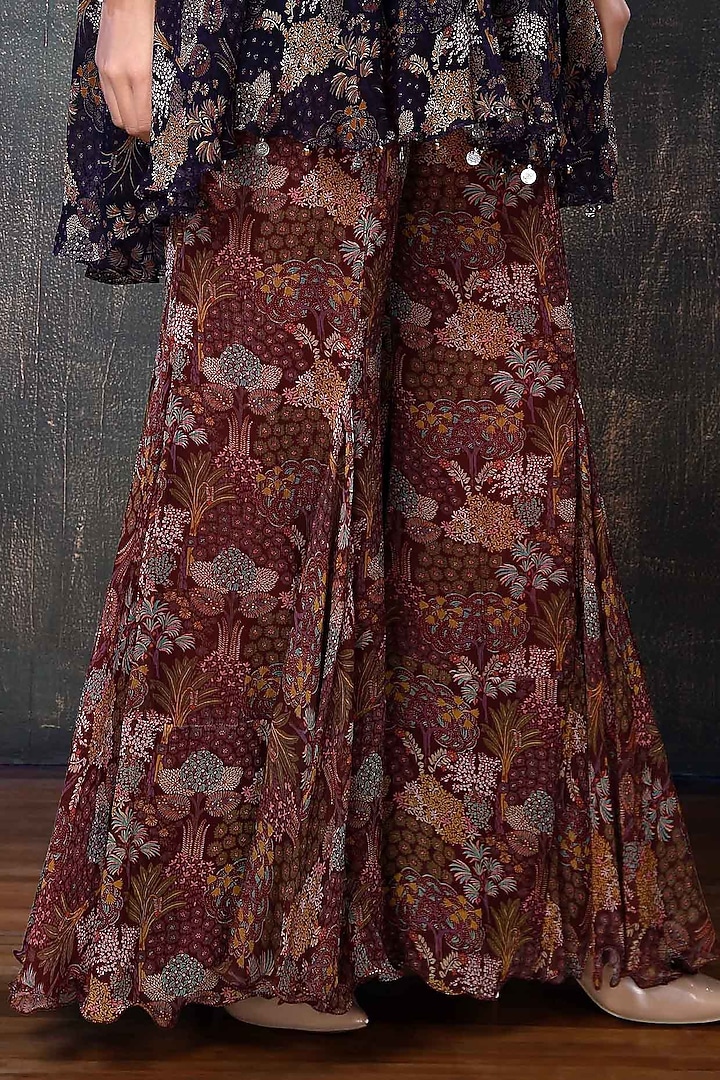 Terracotta Printed Party Wear Sharara Set by PREETI JHAWAR at Pernia's Pop Up Shop