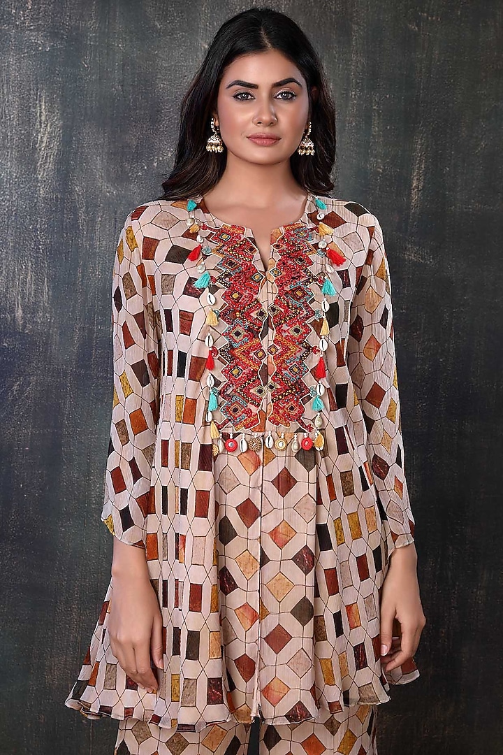 Multi-Colored Printed Kurta Set by PREETI JHAWAR at Pernia's Pop Up Shop