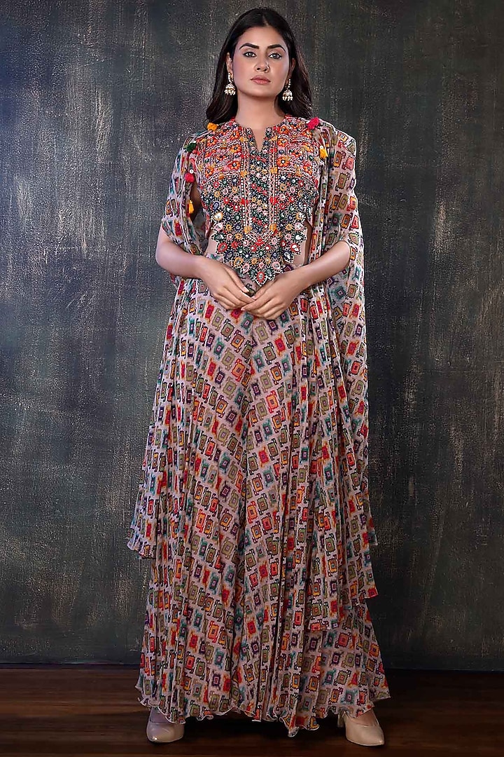 Multi-Colored Printed Party Wear Sharara Set by PREETI JHAWAR at Pernia's Pop Up Shop