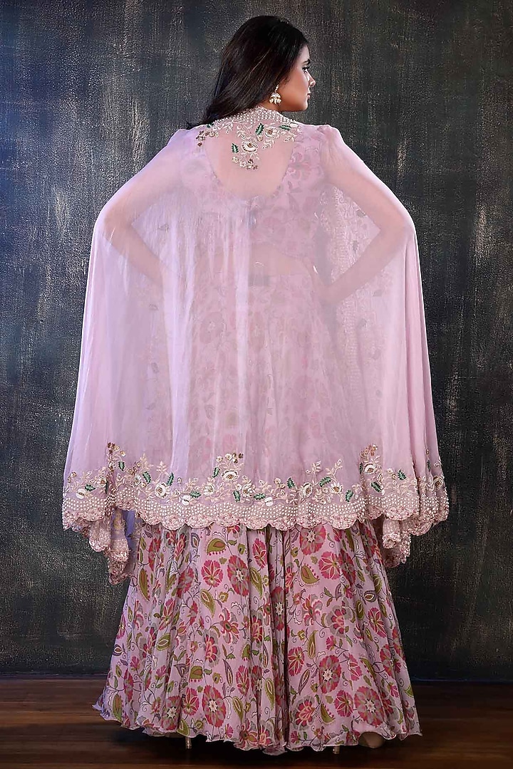 Multi-Colored Floral Printed Jacket Wedding Lehenga Set by PREETI JHAWAR at Pernia's Pop Up Shop