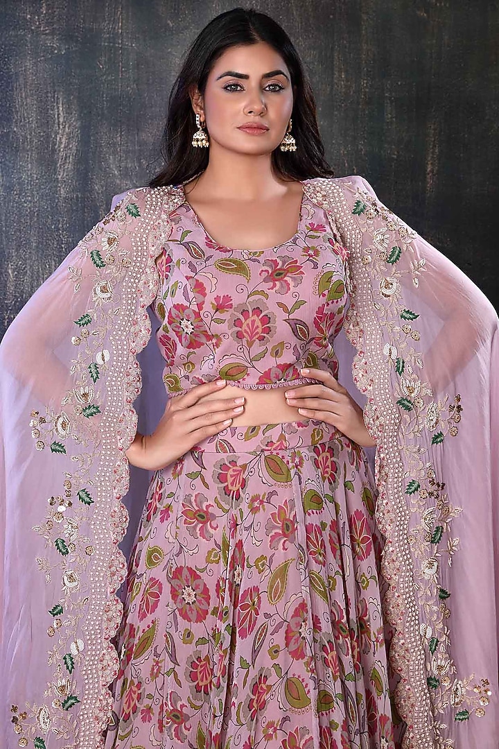 Multi-Colored Floral Printed Jacket Wedding Lehenga Set by PREETI JHAWAR at Pernia's Pop Up Shop
