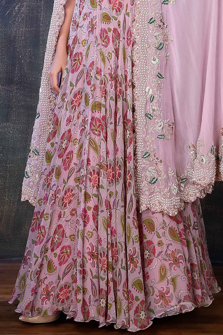 Multi-Colored Floral Printed Jacket Wedding Lehenga Set by PREETI JHAWAR at Pernia's Pop Up Shop