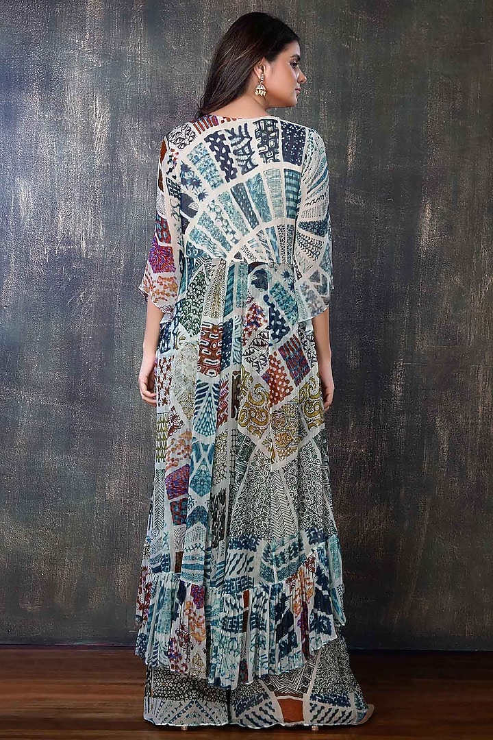Multi-Colored Chiffon Printed Kurta Set by PREETI JHAWAR at Pernia's Pop Up Shop