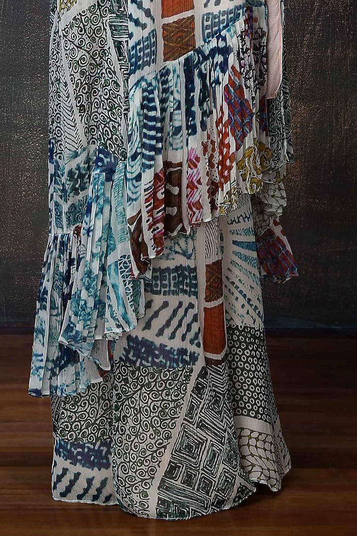 Multi-Colored Chiffon Printed Kurta Set by PREETI JHAWAR at Pernia's Pop Up Shop