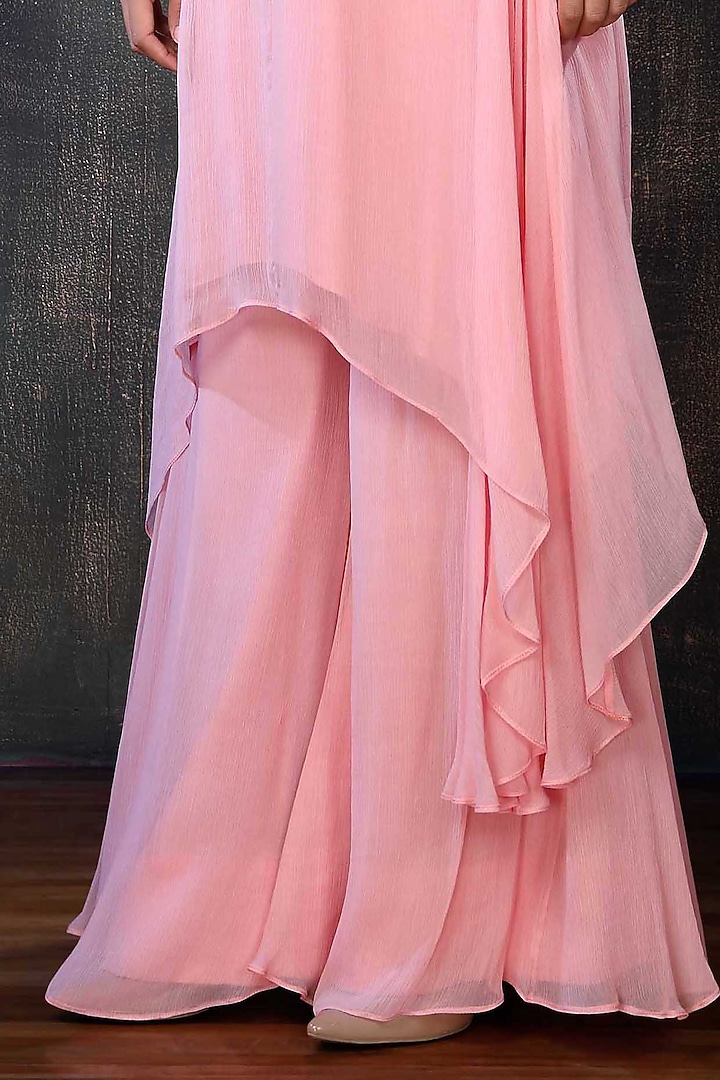 Blush Pink Chiffon Kurta Set by PREETI JHAWAR at Pernia's Pop Up Shop