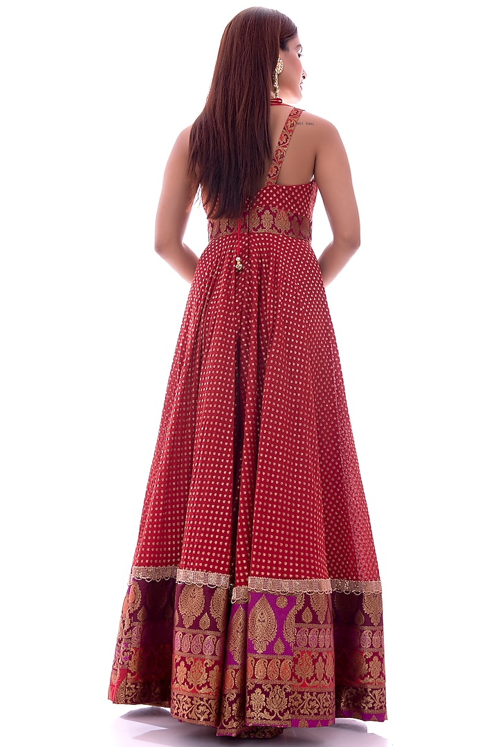 Deep Red Embellished Jumpsuit by Pooja Rajpal Jaggi at Pernia's Pop Up Shop