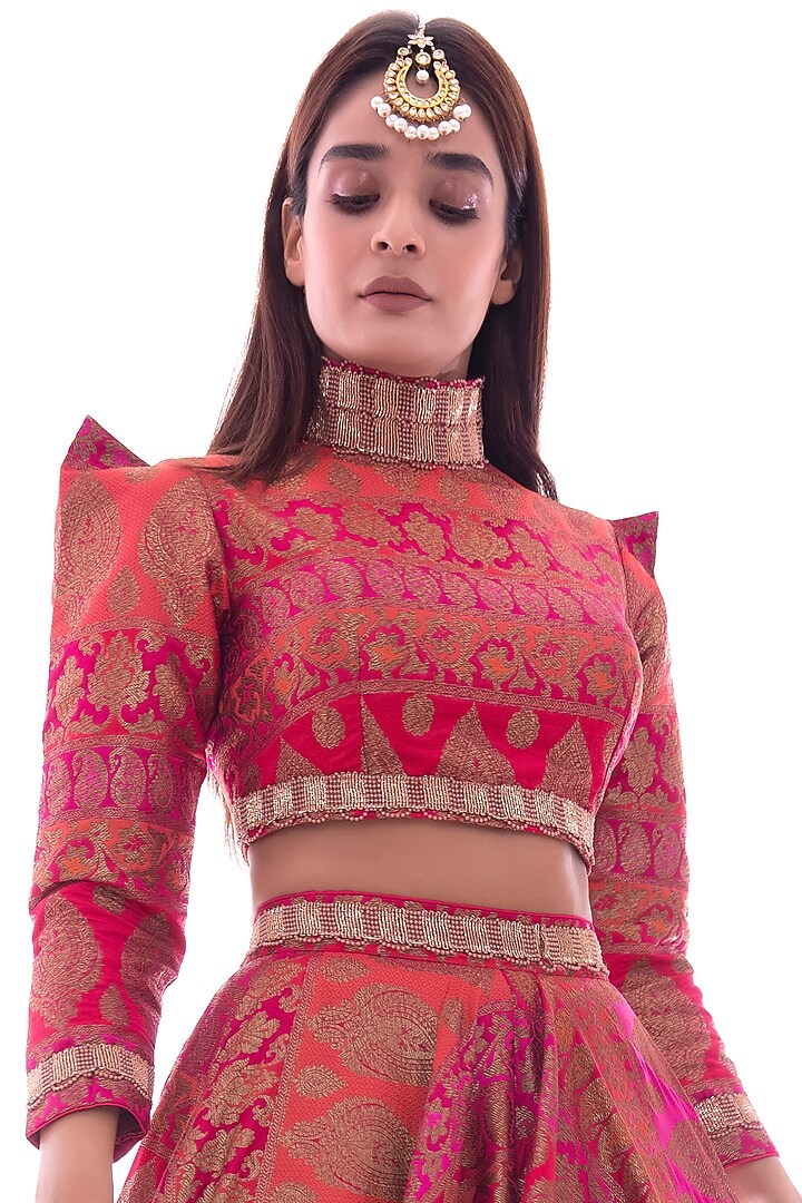 Magenta Embellished Wedding Lehenga Set by Pooja Rajpal Jaggi at Pernia's Pop Up Shop