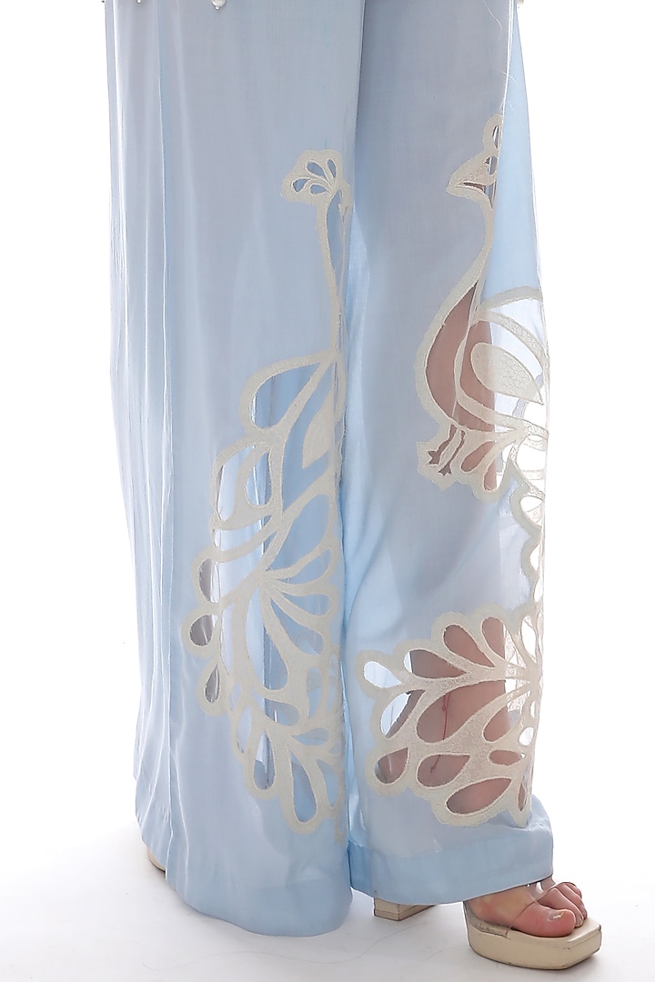 Blue Modal Embroidered Co-Ord Set by Pooja Rajpal Jaggi at Pernia's Pop Up Shop