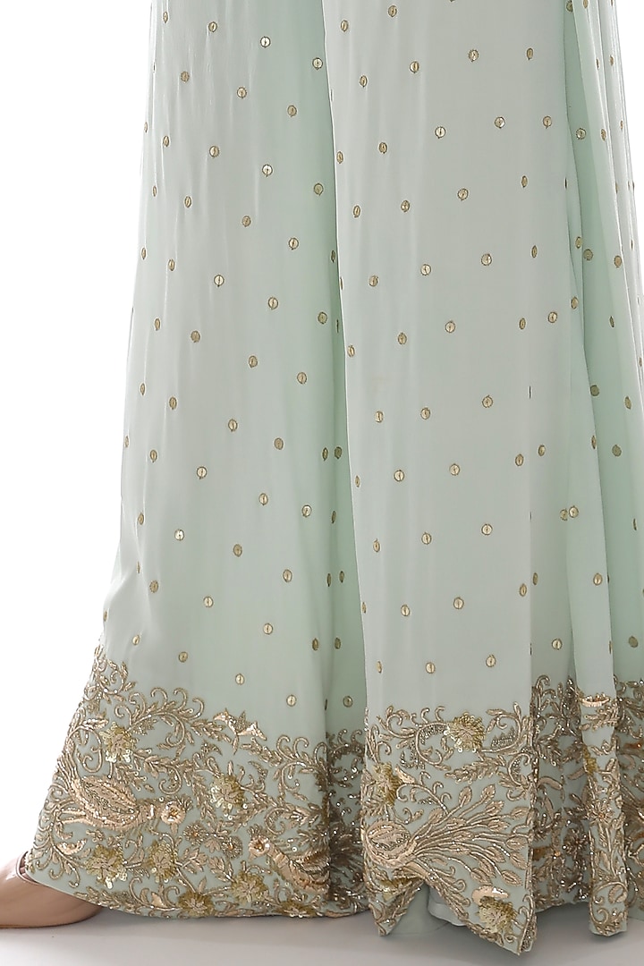 Soft Aqua Embroidered Co-Ord Set by Pooja Rajpal Jaggi at Pernia's Pop Up Shop