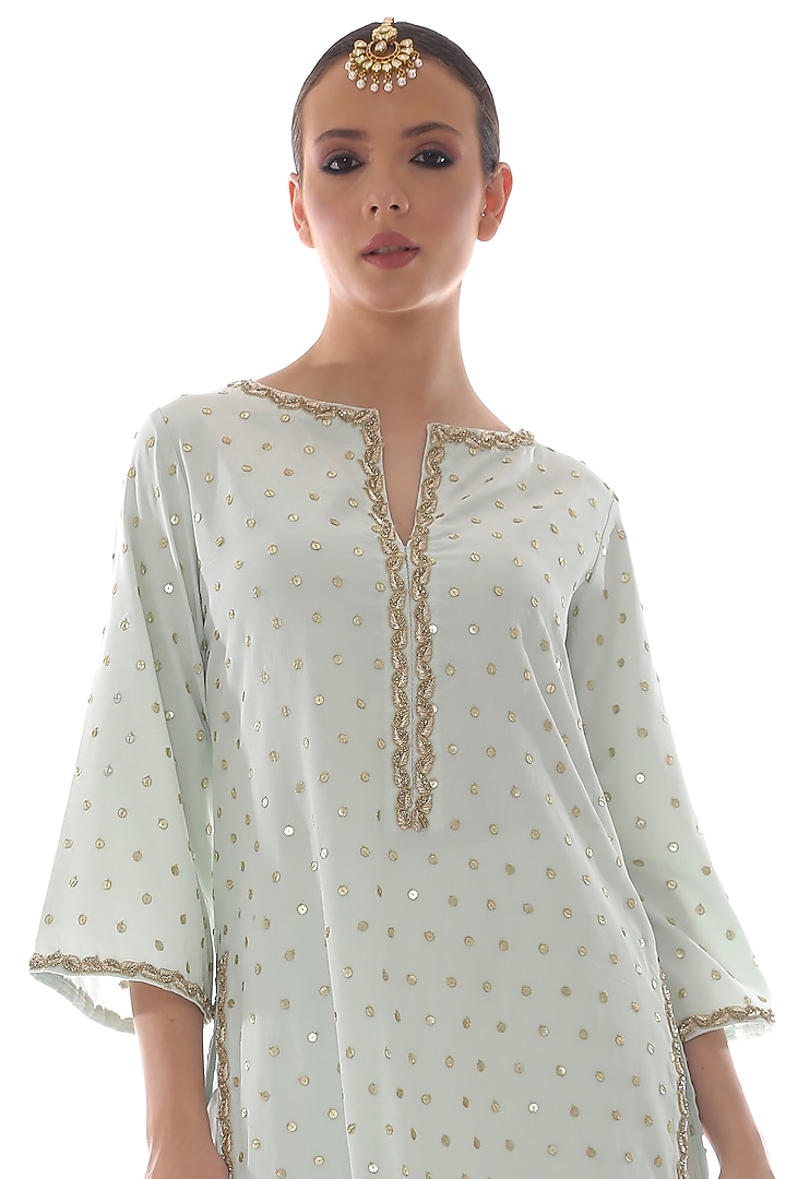 Soft Aqua Embroidered Co-Ord Set by Pooja Rajpal Jaggi at Pernia's Pop Up Shop