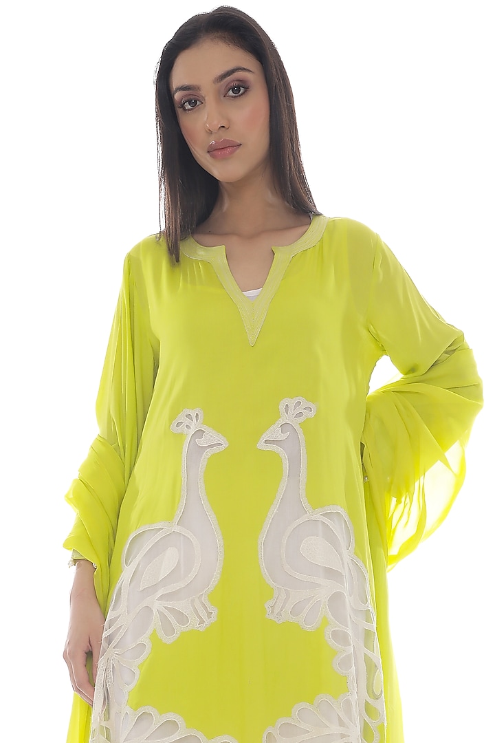 Green Embroidered Kurta Set by Pooja Rajpal Jaggi at Pernia's Pop Up Shop