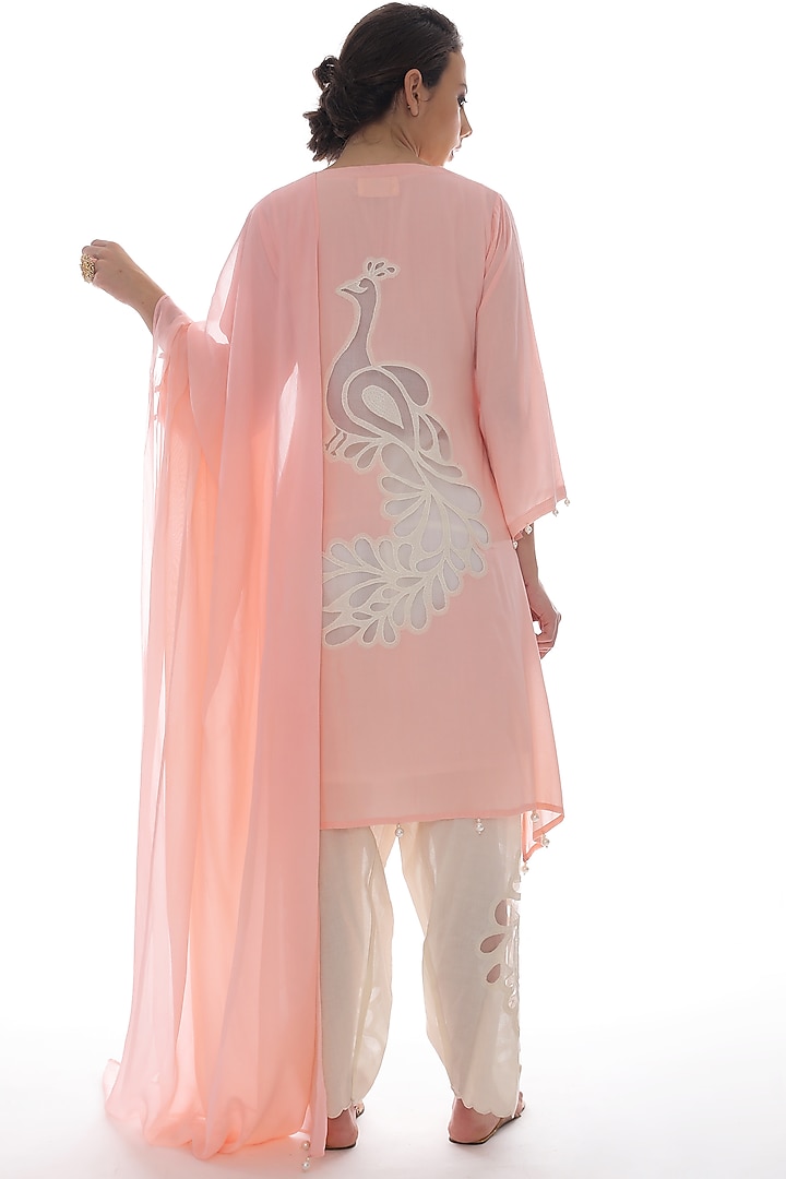 Pink Modal Embroidered Kurta Set by Pooja Rajpal Jaggi at Pernia's Pop Up Shop