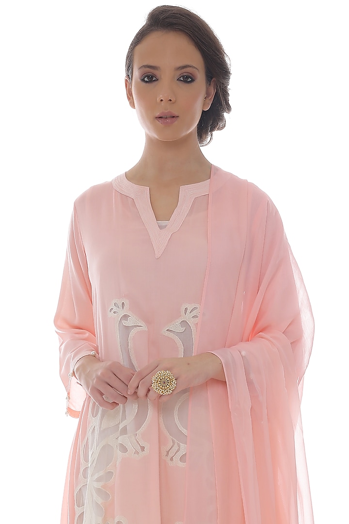 Pink Modal Embroidered Kurta Set by Pooja Rajpal Jaggi at Pernia's Pop Up Shop
