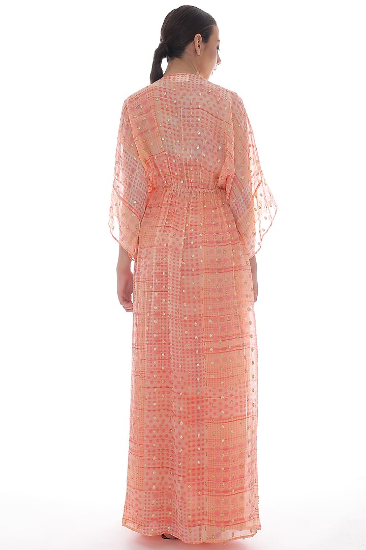 Peach Embroidered Kaftan With Inner by Pooja Rajpal Jaggi at Pernia's Pop Up Shop