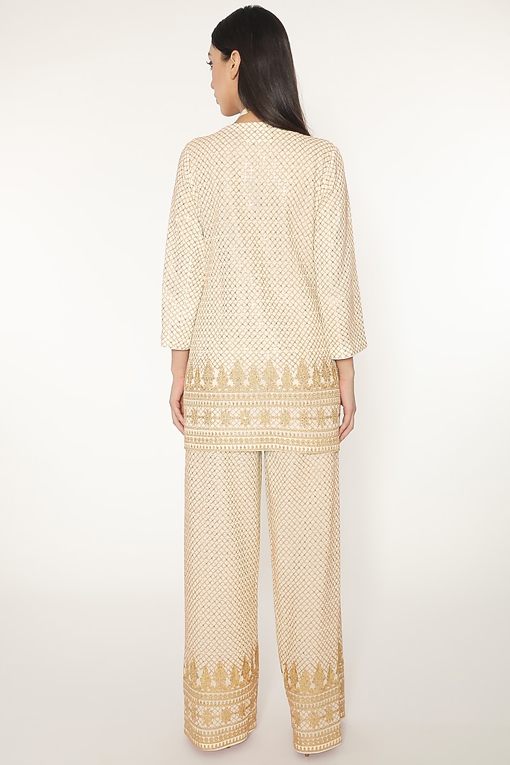 Cream Georgette Embroidered Co-Ord Set by Pooja Rajpal Jaggi at Pernia's Pop Up Shop