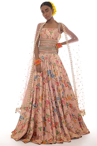 Pink Embroidered Lehenga Set by Pooja Rajpal Jaggi