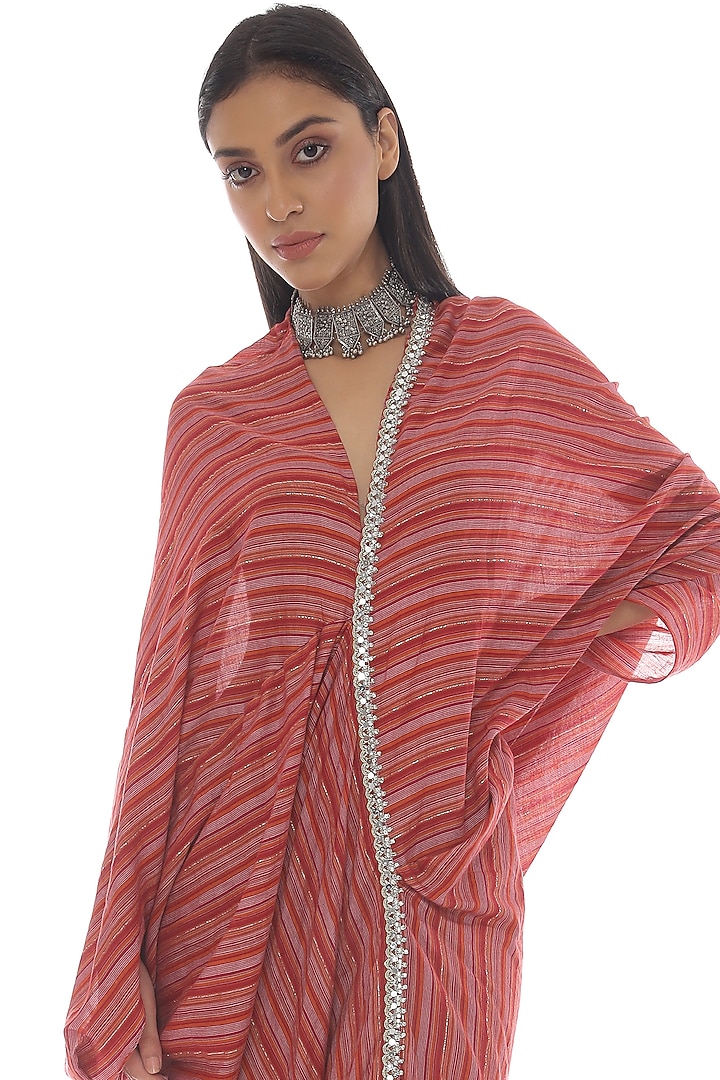 Rust Cotton Embroidered Kaftan by Pooja Rajpal Jaggi at Pernia's Pop Up Shop