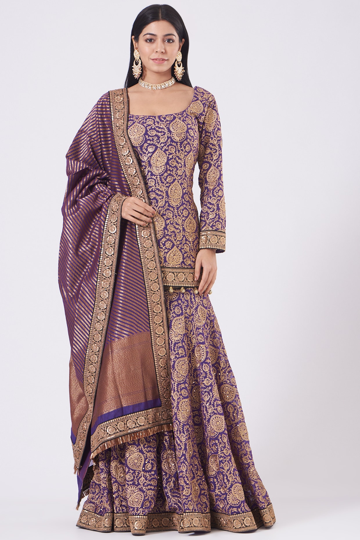 Purple Banarasi Gharara Set by Pooja Rajpal Jaggi at Pernia s Pop Up Shop