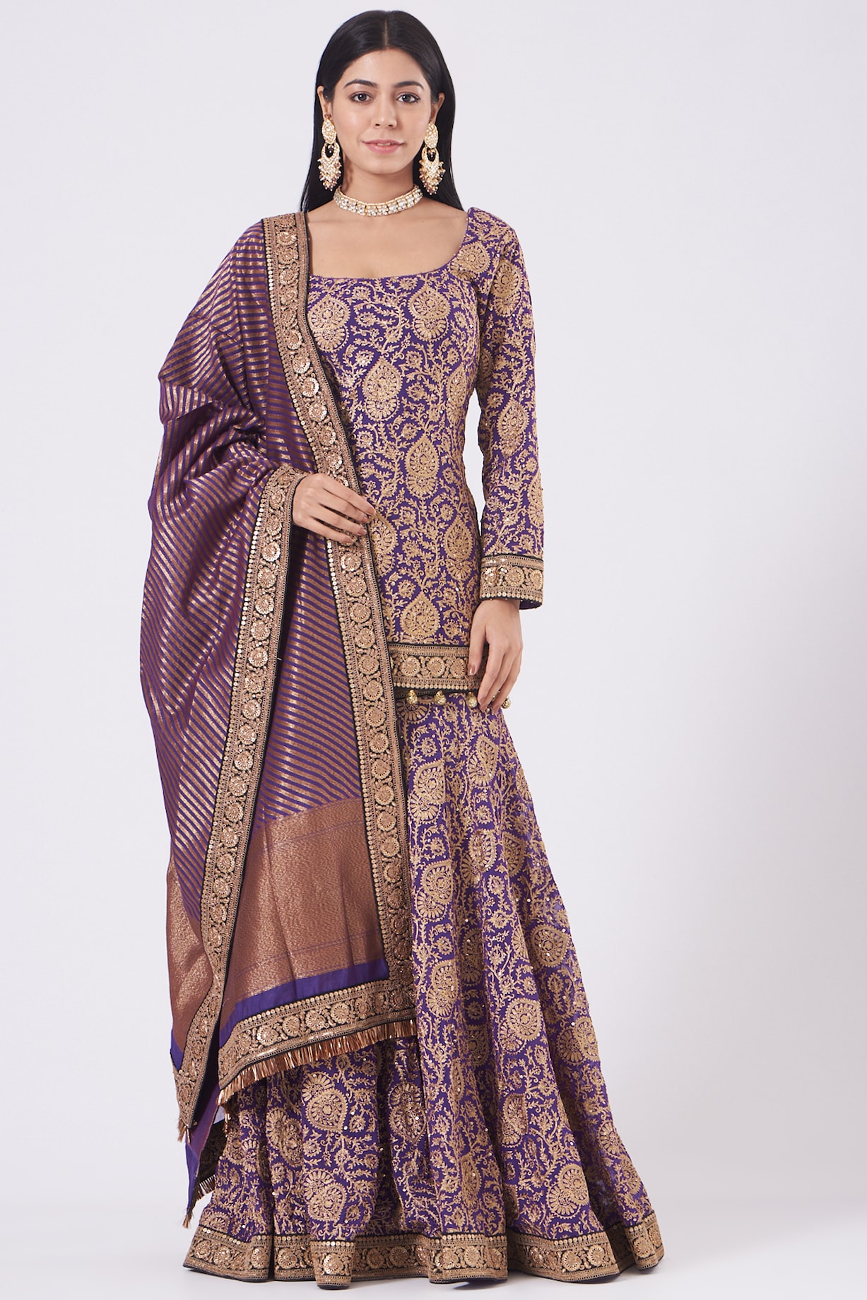 Purple Banarasi Gharara Set Design by Pooja Rajpal Jaggi at Pernia's Pop Up  Shop 2023