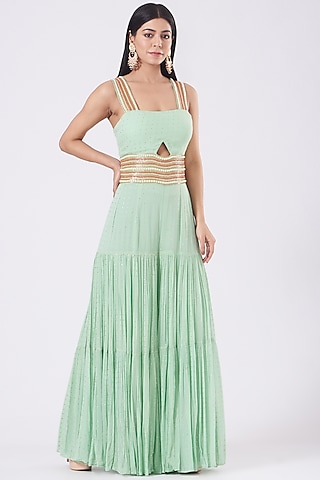 Mint Embellished Jumpsuit by Pooja Rajpal Jaggi