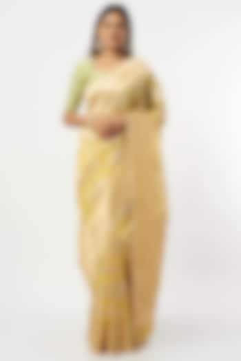 Yellow Silk Organza Banarasi Kadua Zari Work Saree Set
 by Priyanka Raajiv