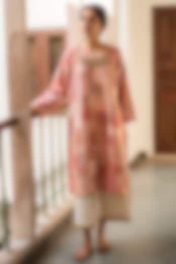 Pink Silk & Cotton Patch Work Kurta Set by Priyanka Raajiv at Pernia's Pop Up Shop