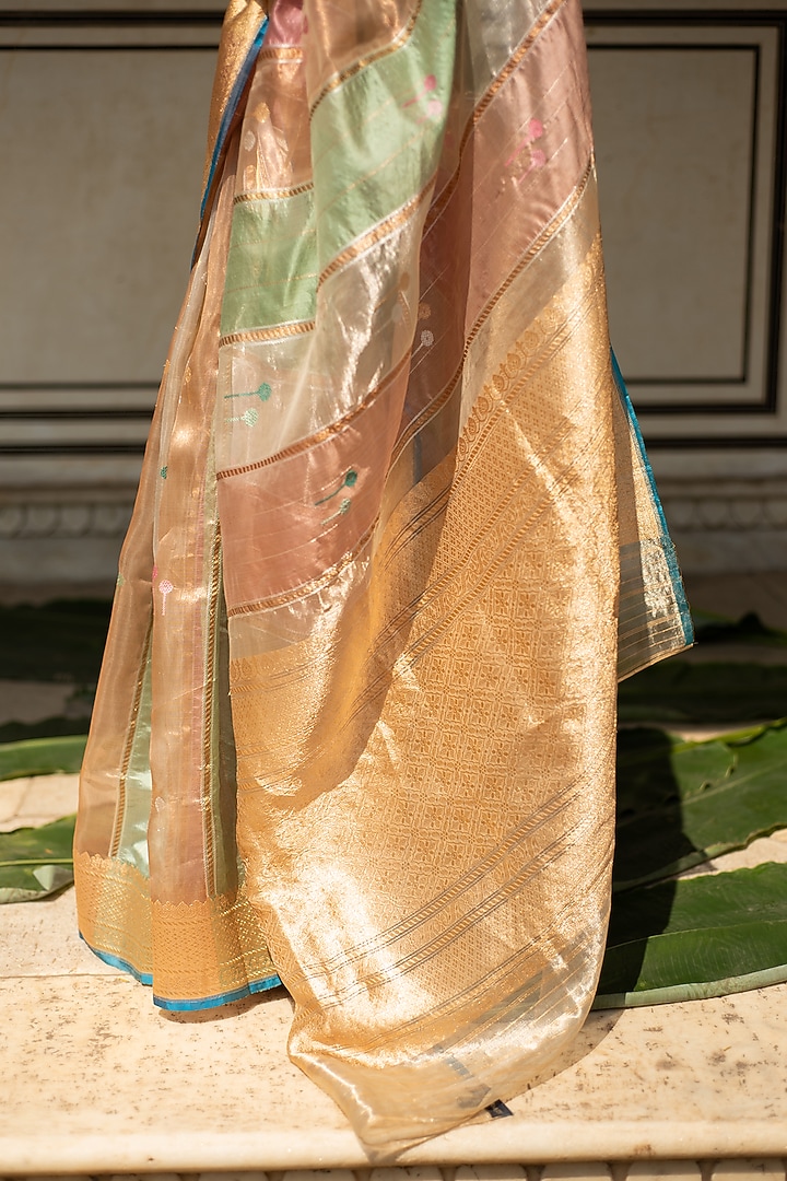 Multi-Colored Silk Banarasi Organza Wedding Saree Set by Priyanka Raajiv at Pernia's Pop Up Shop