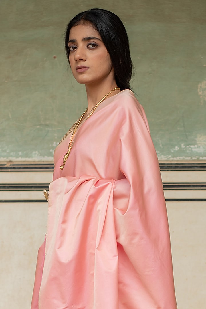 Rose Pink Banarasi Silk Mashru Wedding Saree Set by Priyanka Raajiv at Pernia's Pop Up Shop
