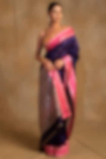 Purple Silk Banarasi Handwoven Party Wear Saree by Priyanka Raajiv at Pernia's Pop Up Shop