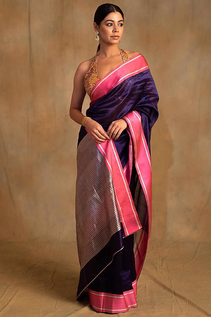 Purple Silk Banarasi Handwoven Party Wear Saree by Priyanka Raajiv at Pernia's Pop Up Shop