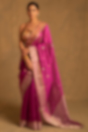 Periwinkle Pink Silk Chanderi Tissue Handwoven Party Wear Saree by Priyanka Raajiv at Pernia's Pop Up Shop