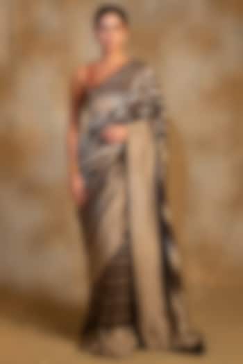 Navy Blue Silk Georgette Banarasi Handwoven Party Wear Saree by Priyanka Raajiv at Pernia's Pop Up Shop