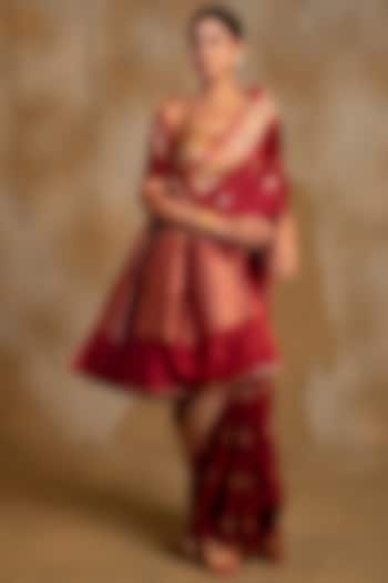 Maroon Silk Brocade Banarasi Handwoven Wedding Saree by Priyanka Raajiv at Pernia's Pop Up Shop
