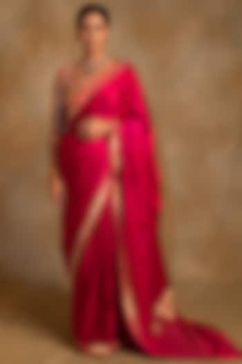 Rani Pink Silk Mashru Handwoven Banarasi Wedding Saree by Priyanka Raajiv at Pernia's Pop Up Shop