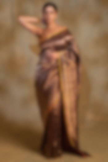 Bronze Silk Banarasi Handwoven Saree by Priyanka Raajiv at Pernia's Pop Up Shop