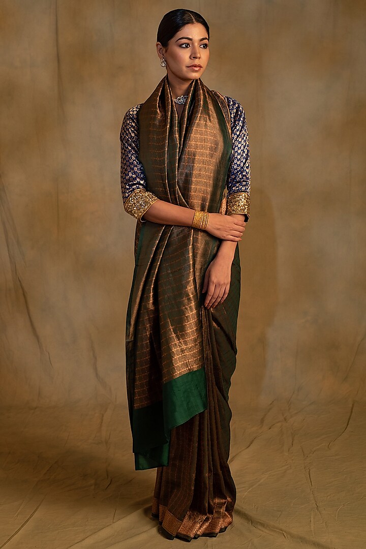 Fern Green Silk Banarasi Brocade Handwoven Saree by Priyanka Raajiv at Pernia's Pop Up Shop