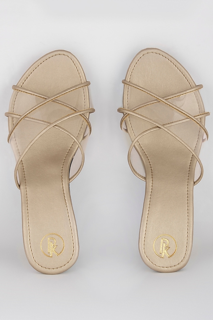 Golden Wedges With Transparent Cross Straps by Preet Kaur