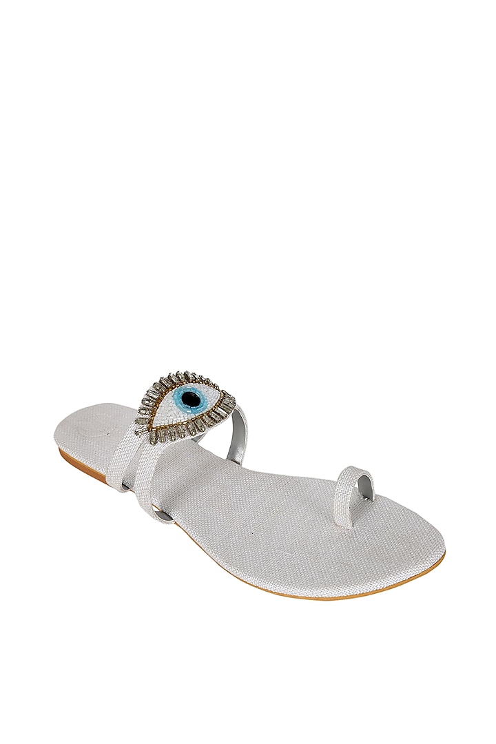 White Eye Embroidered Flats by Preet Kaur